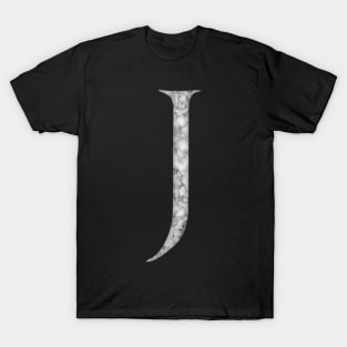 J in Roman White Marble Latin Alphabet Letter Sticker T-Shirt